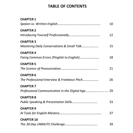 Master Spoken English: The Unmute Your Success Guide.